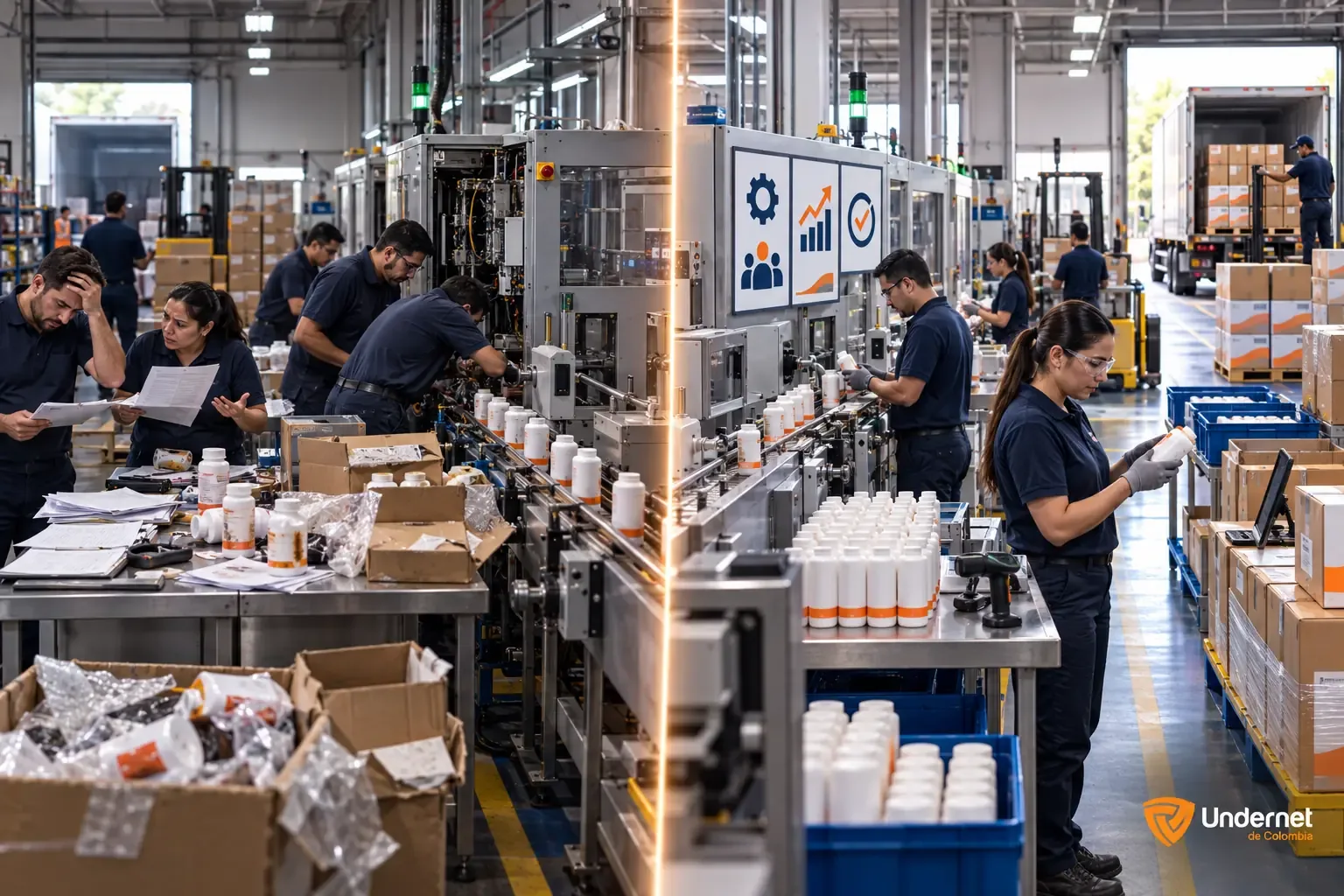 Profesionales evaluando evidencia de los beneficios de ISO 9001, con el logo de Undernet